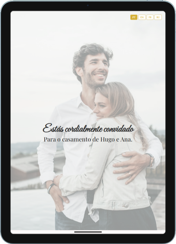 Convite de casamento em tablet