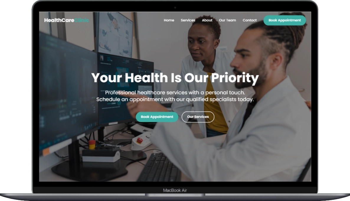 Website mockup on laptop screen