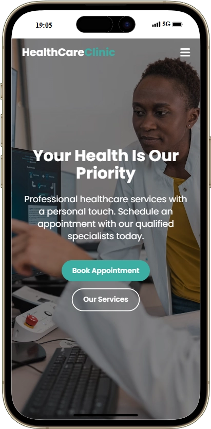 Website mockup on phone screen