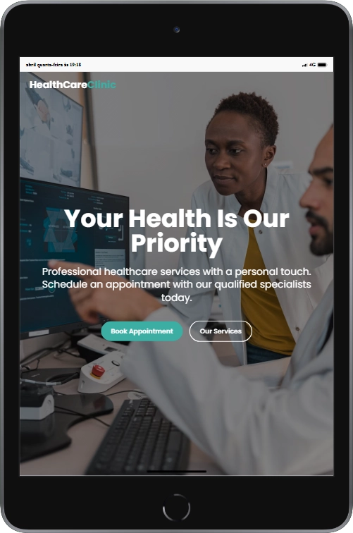 Website mockup on tablet screen