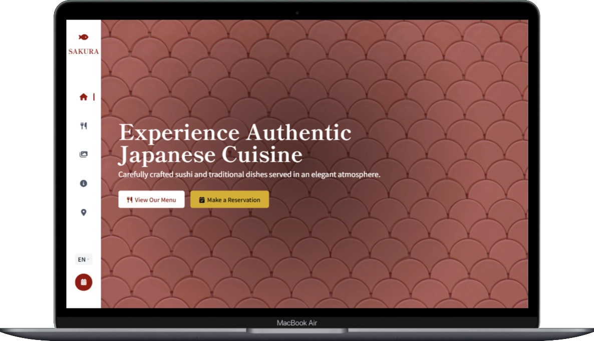 Website mockup on laptop screen