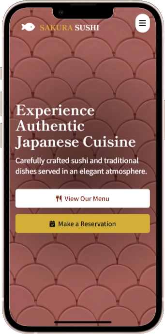 Website mockup on phone screen