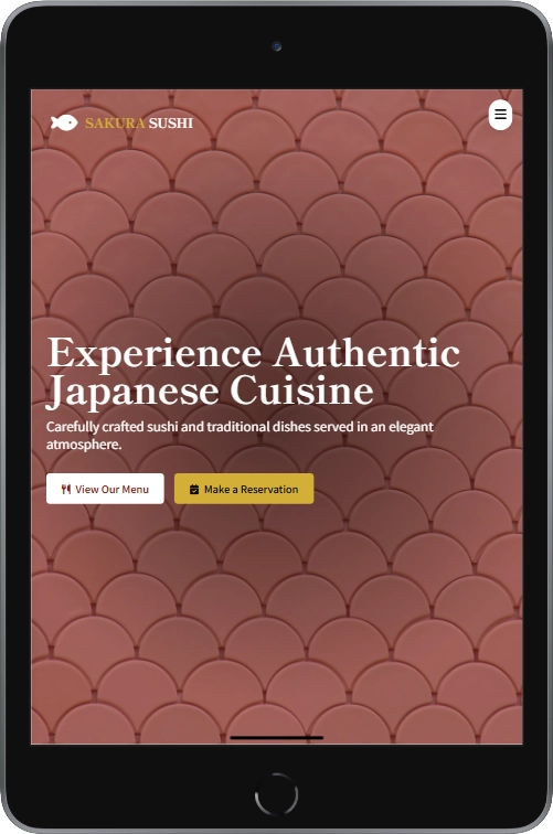 Website mockup on tablet screen