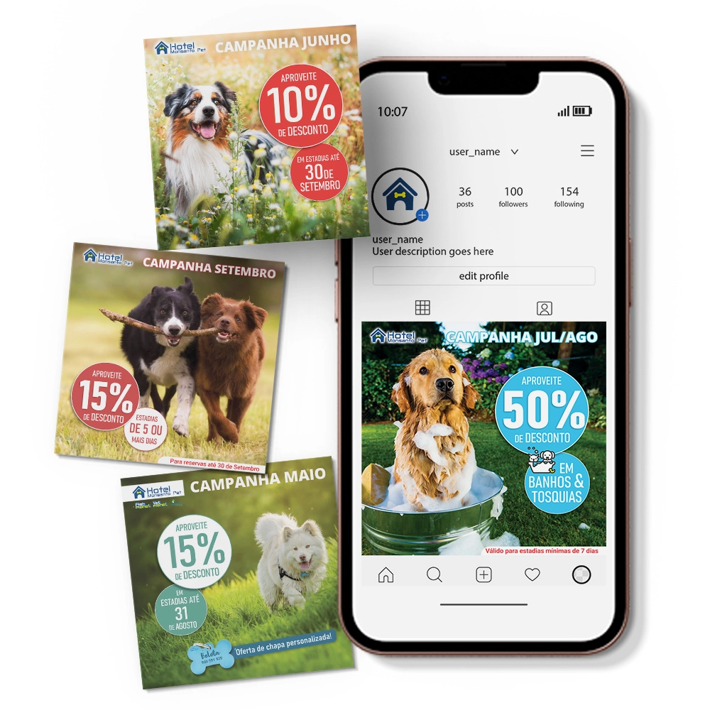 Publicações Monsanto Pet Hotel em Redes Sociais