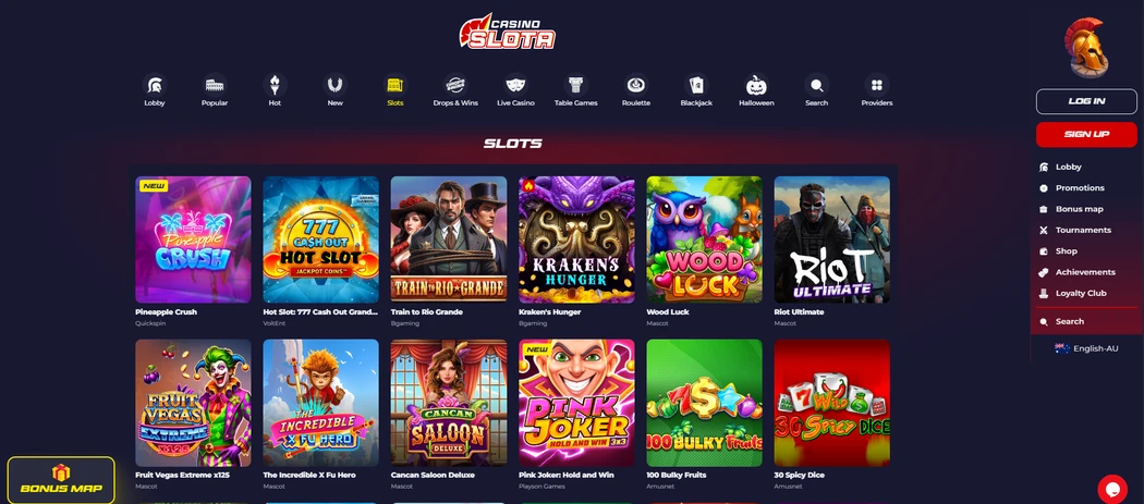 SlotaCasino interface